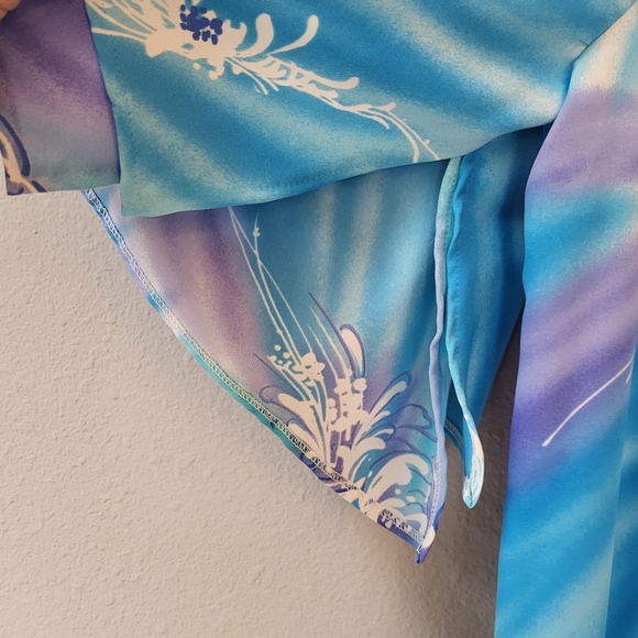 VTG 70s Liberty House Of Hawaii Maxi Dress Size 14 Blue Purple Floral Polyester - Picture 7 of 12